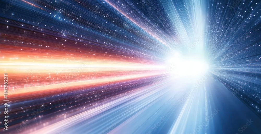 Aufkleber futuristic abstract scene with dynamic light streaks in cyberpunk style and gradient effects