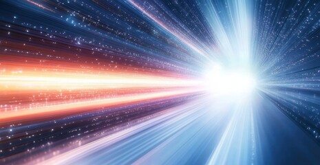 Futuristic Abstract Scene with Dynamic Light Streaks in Cyberpunk Style and Gradient Effects