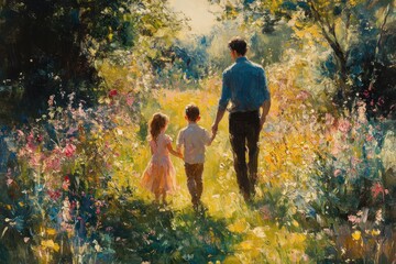 Joyful Indian Family of Six Posing for Photo during Camping Trip in Vibrant Nature