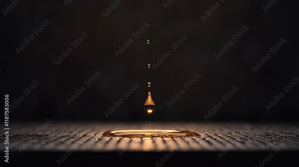 Aufkleber single droplet of water falling, creating ripples on textured surface, evokes sense of tranquility a