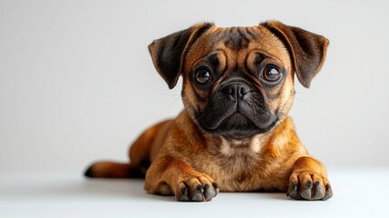Obraz premium Adorable Brown Pug Puppy Closeup - Sweet Pet Portrait Photography