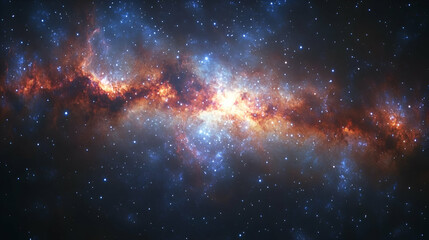 Fototapeta premium Cosmic Nebula with Vibrant Hues and Stellar Dust Clouds