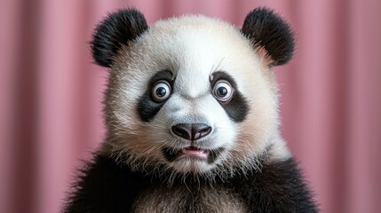 Fototapeta premium Adorable Panda Cub Closeup: A Captivating Wildlife Portrait