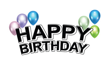 Happy birthday vector transparent background. happy birthday text with stars