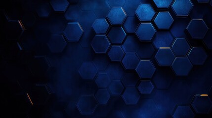 Futuristic Technology Abstract Dark Blue Background with Geometric Shapes and Hexagonal Patterns