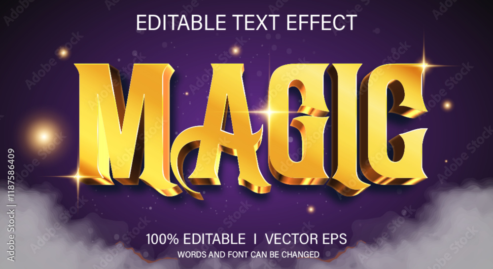 Aufkleber magic 3d vector text effect with modern style design