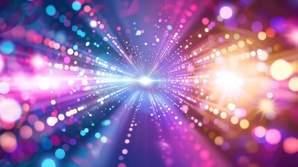 Vibrant abstract background with colorful light rays and bokeh effects, creating sense of depth and movement. Perfect for digital art and design projects