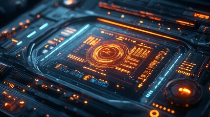 Fototapeta premium Glacial Futurism: A Vision of Digital Ice in the Cyber World, Futuristic Interface Design