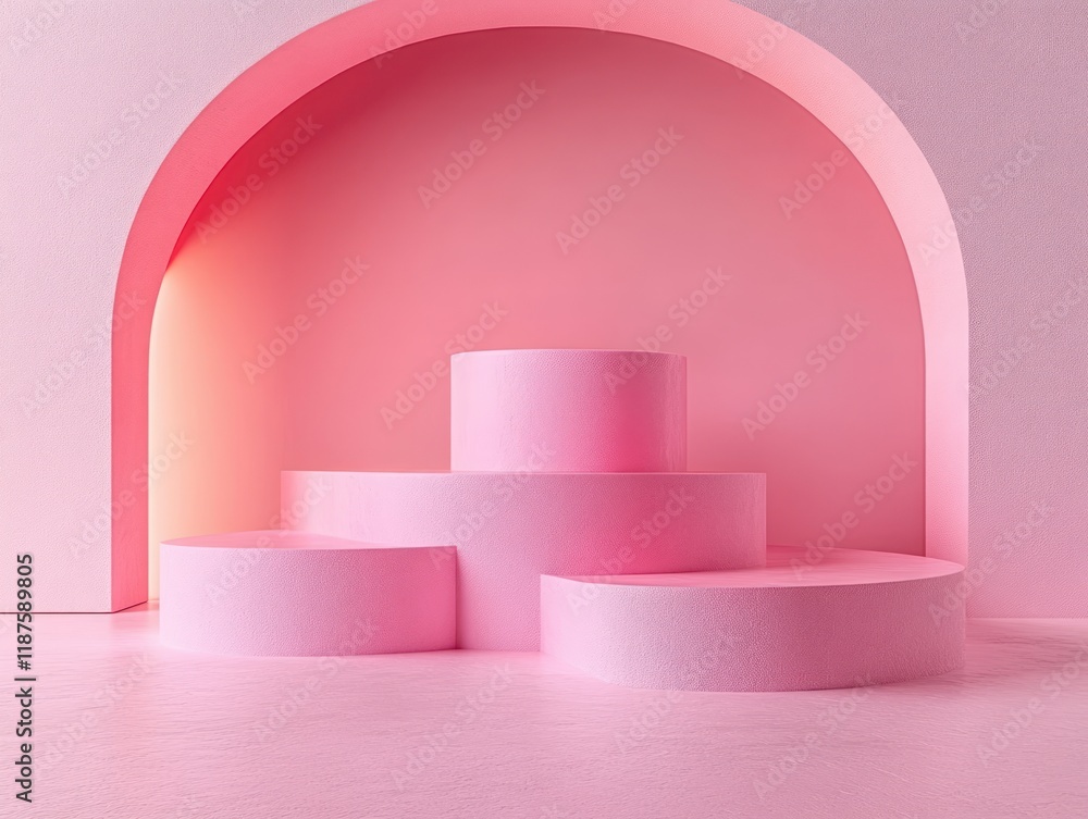 Aufkleber minimalistic 3d rendering of geometric shapes and podium for product display mockup