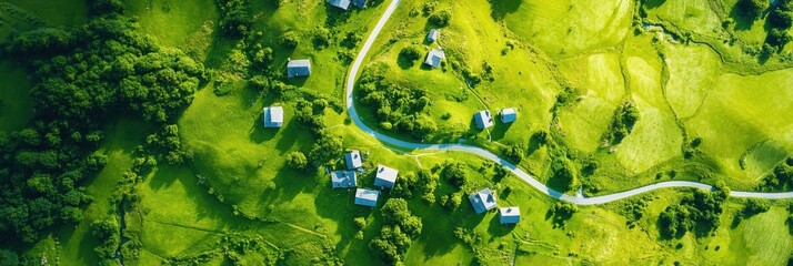 Obraz premium Aerial view of a charming Irish village decorated for the holiday season