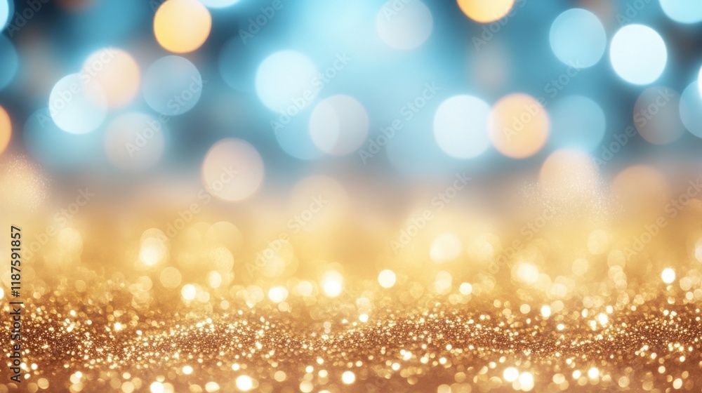 Aufkleber beautiful bokeh lights in blue and gold shimmer softly, creating an enchanting atmosphere filled wit