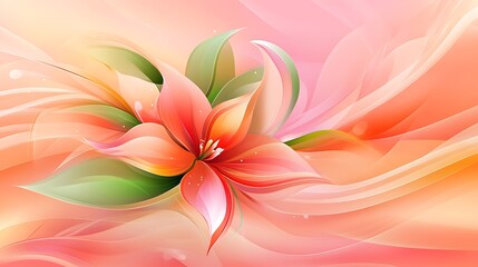 Fototapeta premium Abstract Floral Design Peach And Orange Lily