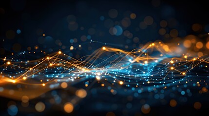 Creative Abstract Communication Background with Dynamic Interconnection Lines and Flowing Data