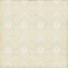 Fototapeta premium Pastel vintage damask pattern with ornate floral motifs in soft muted tones. Ideal for classic wallpapers, vintage textiles, elegant décor, and surface design.