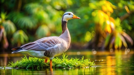 Obraz premium Captivating Portrait of a Bar-Headed Goose in Natural Habitat - Stunning Wildlife Photography, Nature, Birds, Outdoor Adventure, Conservation