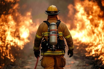 Firefighter Bravely Walks Through Intense Wildfire Flames