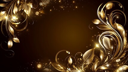 Golden Floral Design Background Elegant Ornament