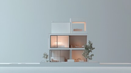 Minimalist Urban House 3D Model Blueprint