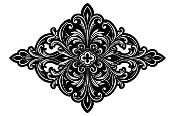 Beautiful antique golden wood ornament isolated on white background