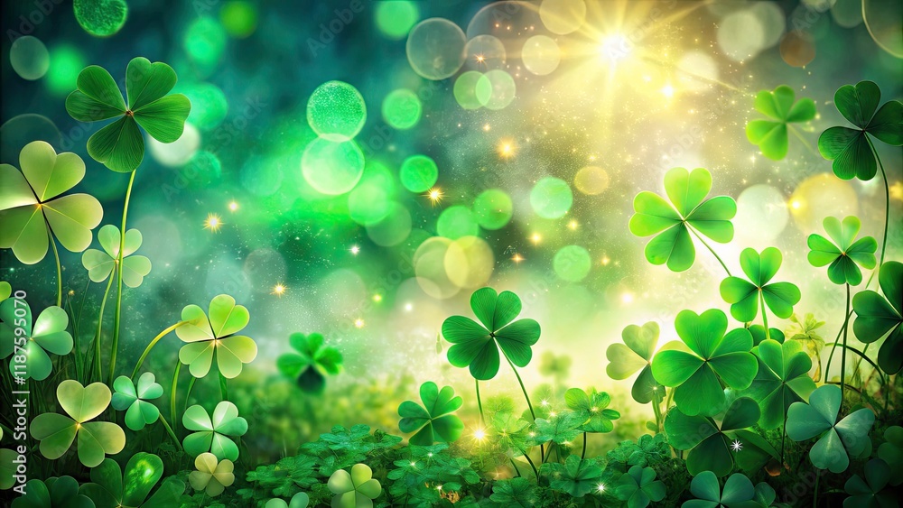 Poster clover-themed layout for holiday text projects with bokeh effect, perfect for st. patrick's day, spr