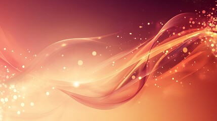 Abstract Orange Waves With Glowing Particles Background