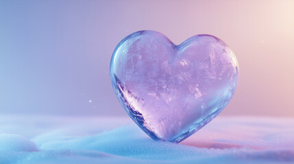 Fototapeta premium A glass heart in the snow.