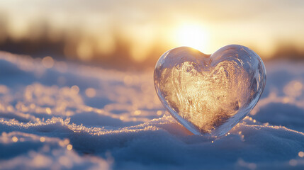 Fototapeta premium Ice heart reflects the sun