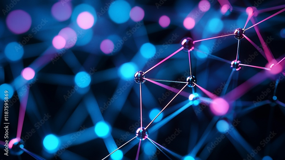 Aufkleber Abstract network connection with glowing nodes and lines.