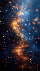 Obraz premium Dreamy Festive Night Sky Background with Golden and Blue Stars for Celebrations and Events