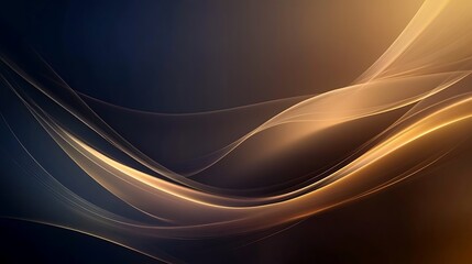 Abstract Gold Waves Dark Background Design