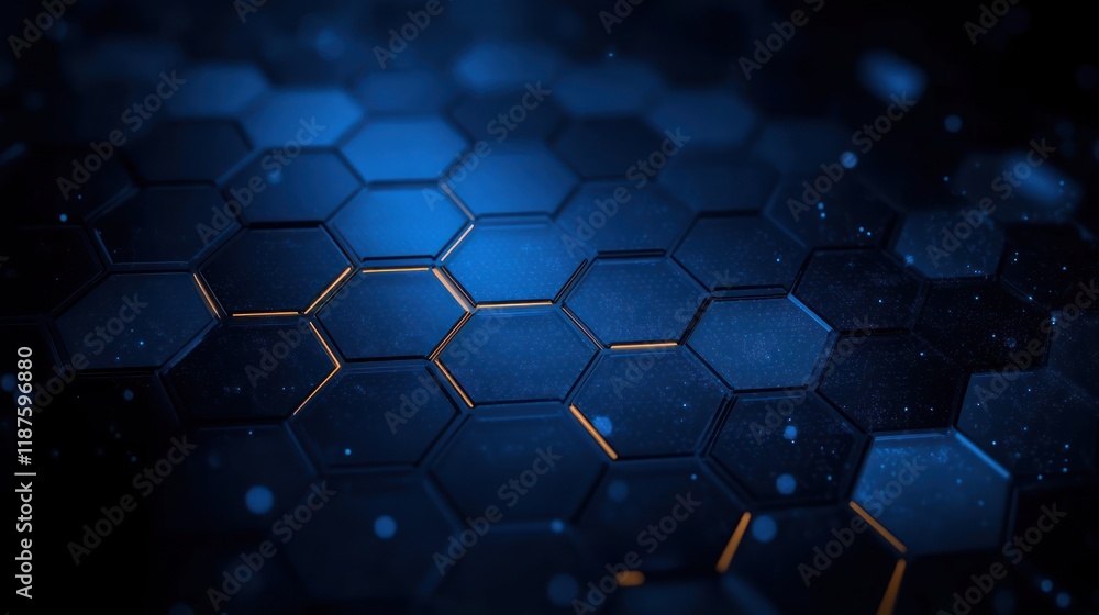 Poster futuristic hexagonal pattern background with blue light for technology presentation and video games