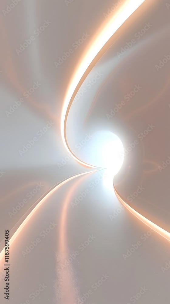 Poster abstract 3d render: illuminated curved tunnel