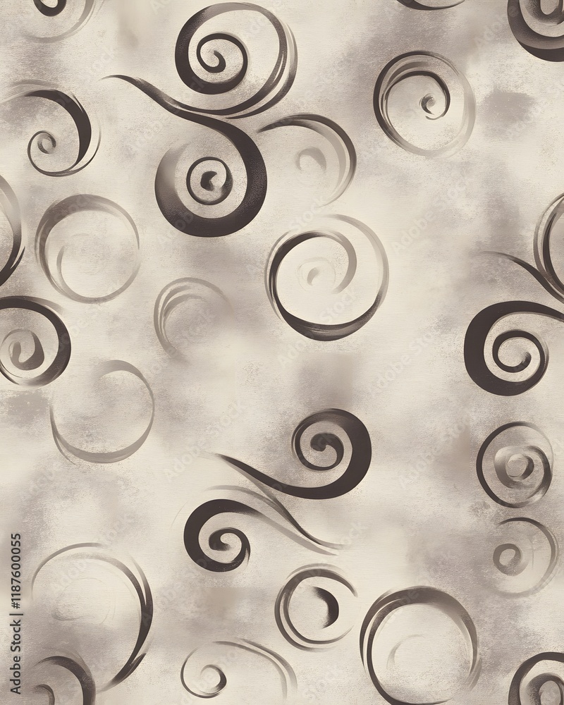 Poster abstract swirl and circle pattern in beige and grey