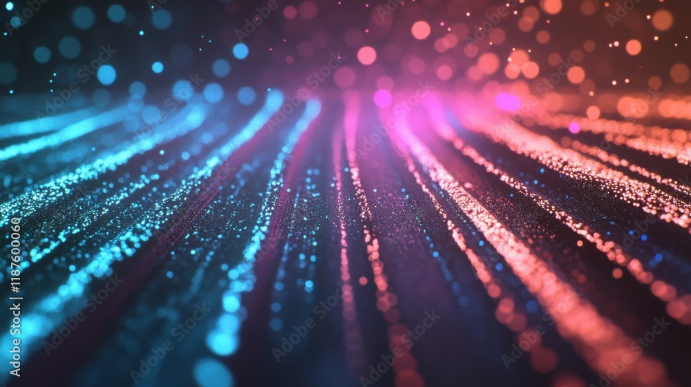 Poster bright, colorful light trails flow in a mesmerizing pattern, creating a vibrant atmosphere with ener