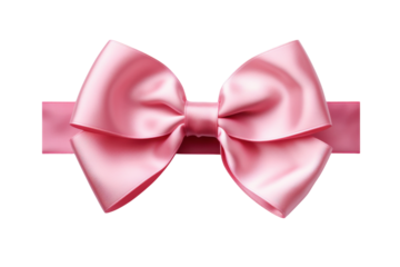 Pink satin bow with a wide ribbon on a light background suitable for various festive occasions