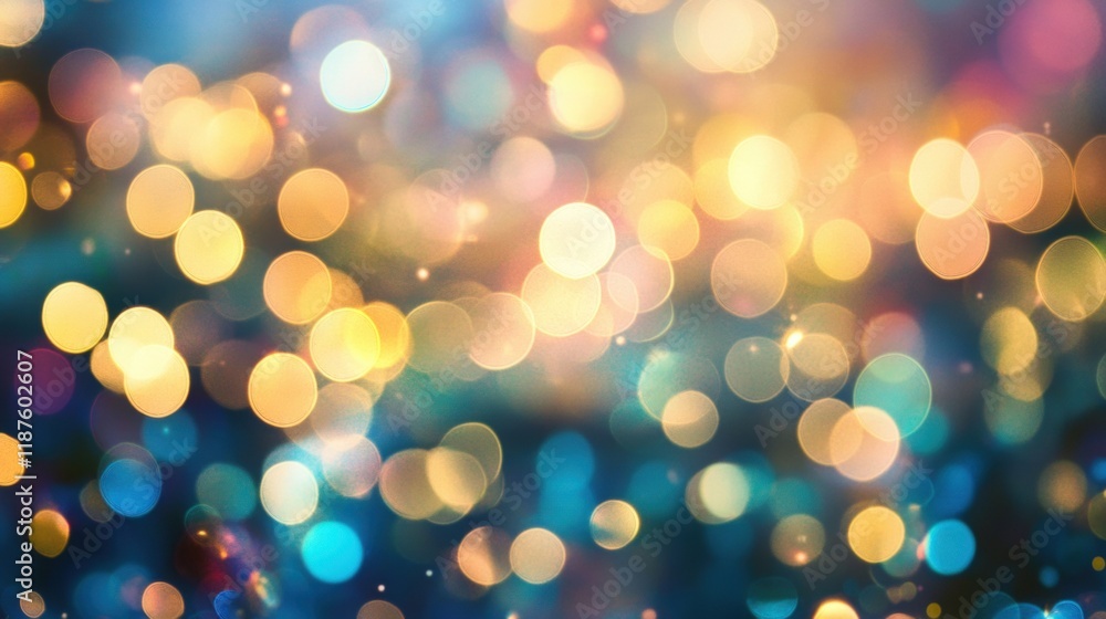 Poster vivid circles of light blend in a soft focus, creating an enchanting bokeh background perfect for va