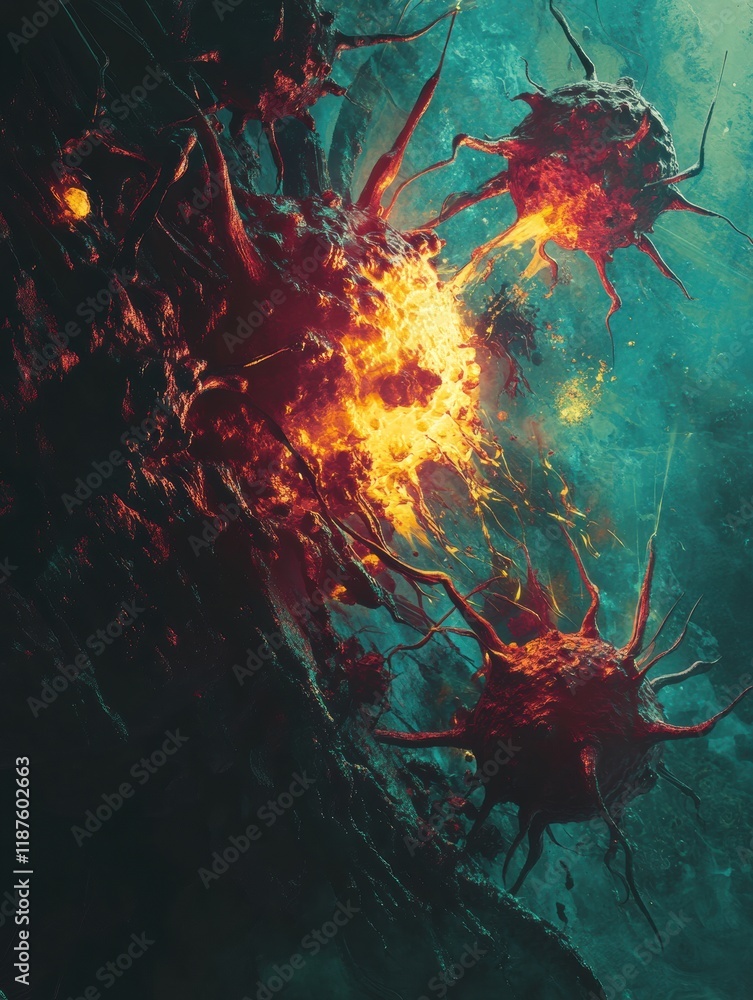 Aufkleber virus transformation exhibiting rapid mutation and explosive growth in a surreal environment. genera
