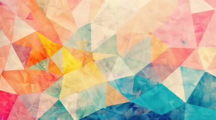 This artwork features a colorful geometric triangle pattern with soft transitions and vibrant hues, offering a contemporary feel for decor