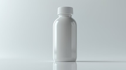 A sleek and glossy plastic bottle with a plain design, displayed against a neutral white background, ideal for product branding or mockups