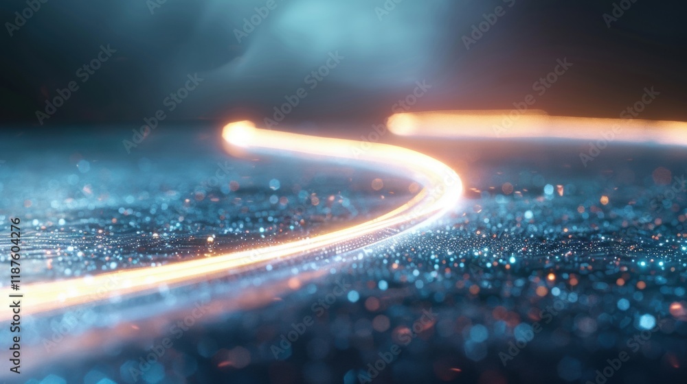 Poster a glowing arc light creates dynamic patterns across a reflective surface, enhancing the futuristic a