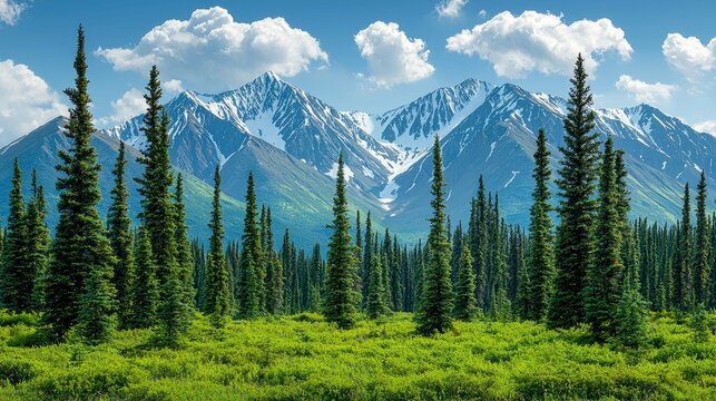 Majestic Mountain Peaks and Lush Forests: A Breathtaking Landscape Photography