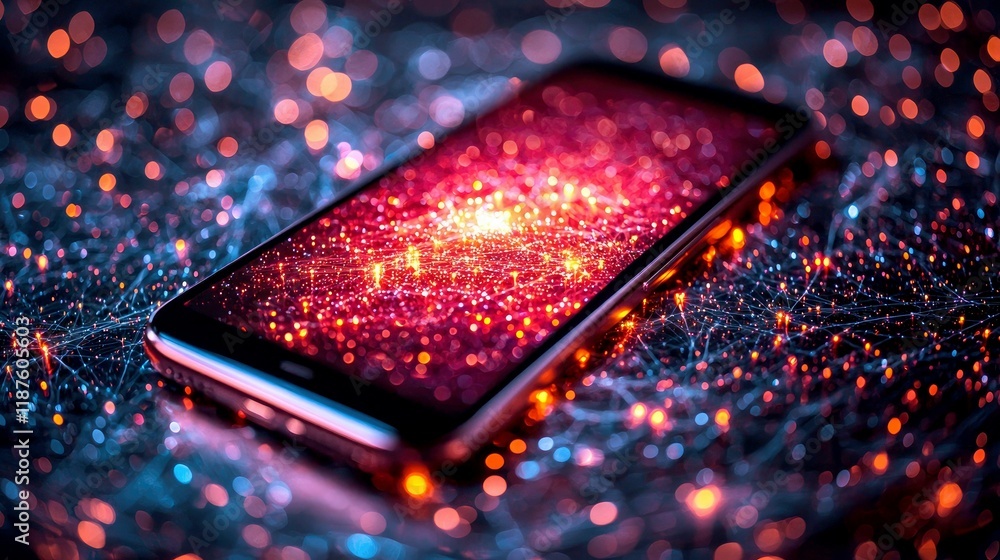 Poster mobile network connection: abstract technology background