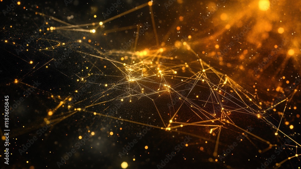 Aufkleber Glowing lines and dots create a vibrant global network representation at night. Generative AI