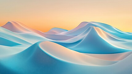 Abstract pastel landscape with smooth, flowing hills and soft light.