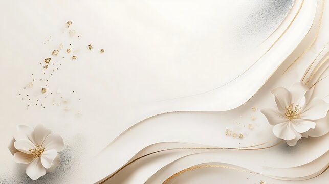 Elegant White Flowers Gold Accents Paper Design
