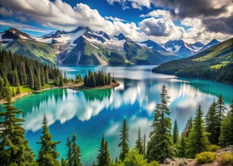 Glacier Lake, Canadian Mountains, Garibaldi Lake, Whistler, BC, Landscape