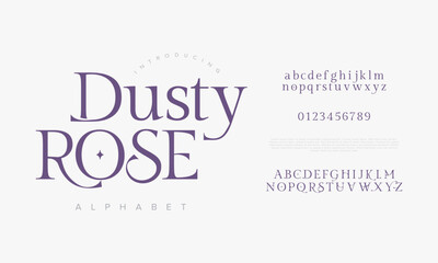 Dustyrose typography beauty fashion elegant minimalist serif italic fonts decorative wedding vintage retro logos. Minimal luxury font alphabet logo. Vector illustration