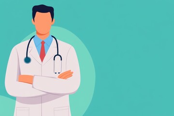 Fototapeta premium Illustration of male doctor with stethoscope on green background