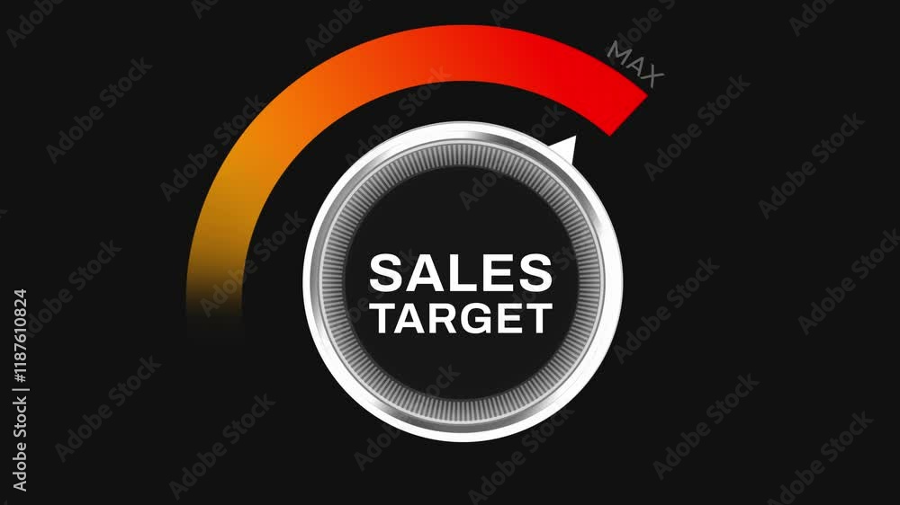Poster maximum sales target showing with the node turning full, 4k animation. increasing sales concept back