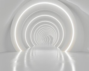 Obraz premium Concentric Circular Corridor with LED Lighting